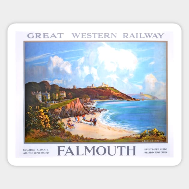 Vintage GWR travel poster Falmouth Sticker by Random Railways